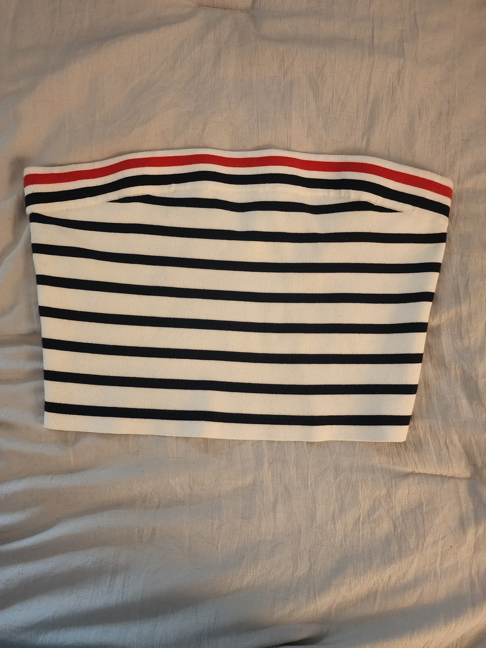 LOFT Striped Knit Bandeau in Navy, White & Red